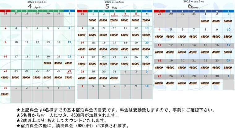 那須塩原にある貸別荘　レンガの家SORAの宿泊料金